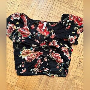 Spring flower cinched front crop top(3 for 50!)